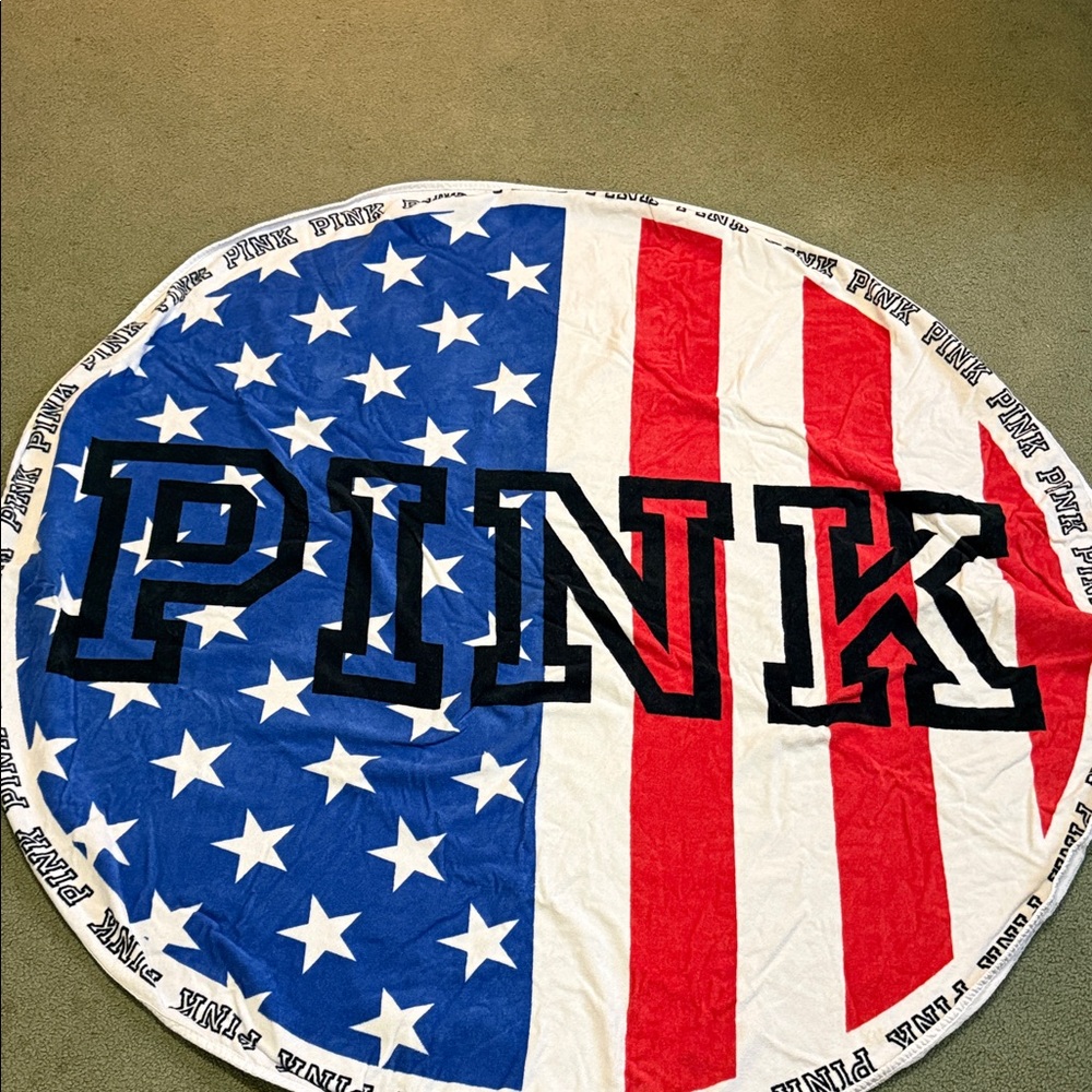 PINK Victoria's Secret Stars and Stripes Round Towel